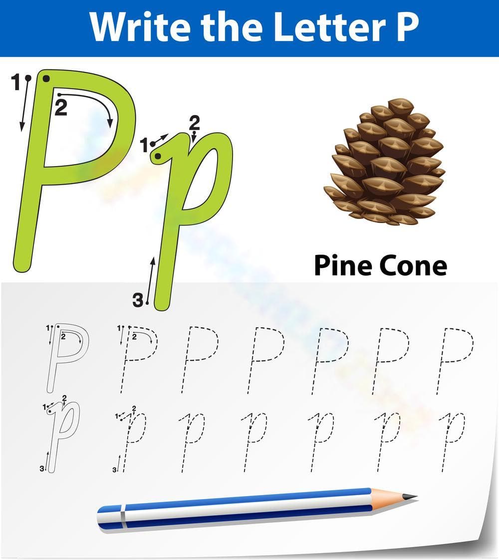 Alphabet Writing Letter P for Kindergarten - Page 1