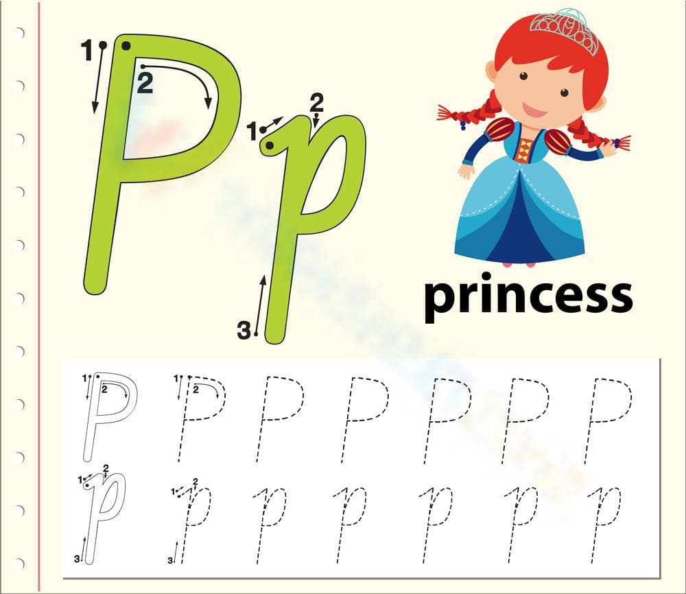 Letter P Worksheet: P is for Princess - Page 1
