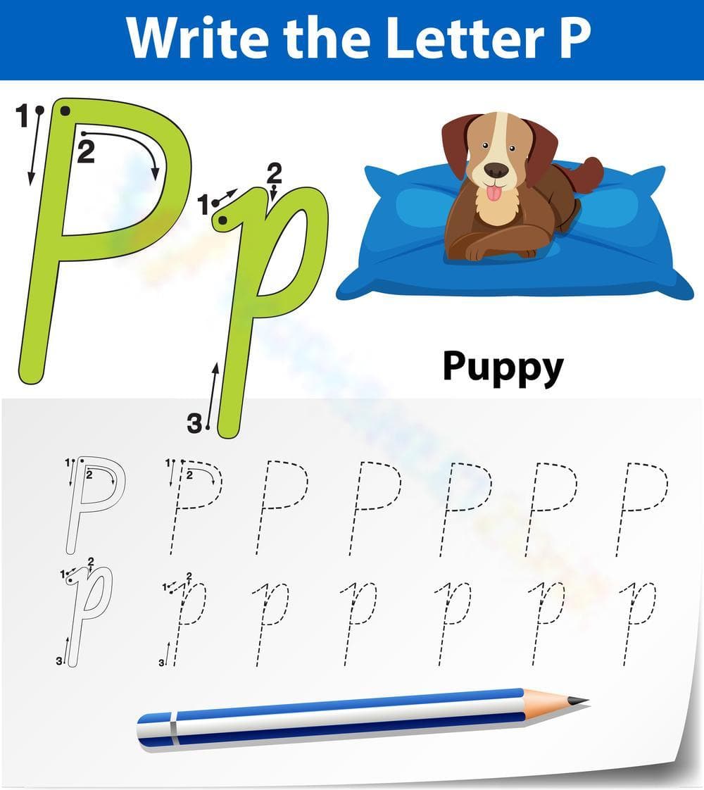 Letter P Worksheet: P is for Puppy - Page 1