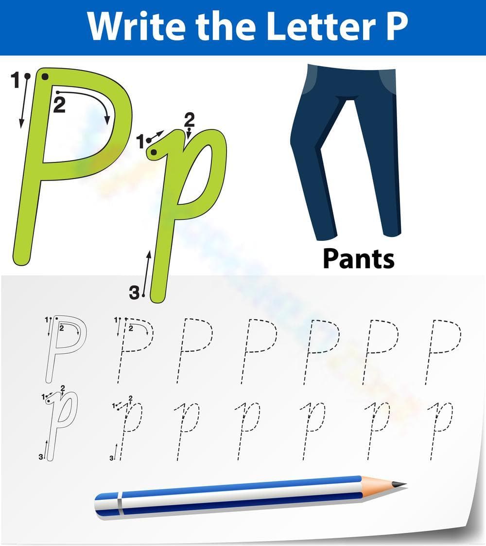 Letter P Worksheet: P is for Pants - Page 1