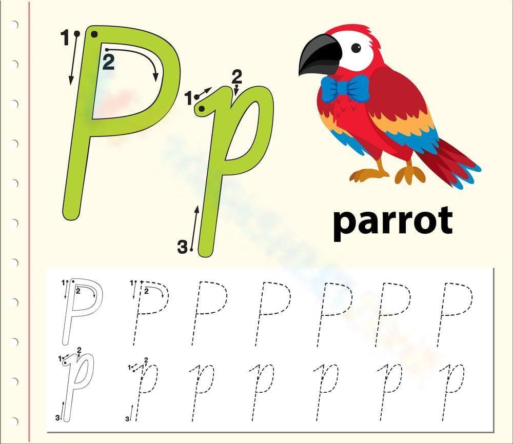 Parrot Power! Letter P Tracing Fun - Page 1