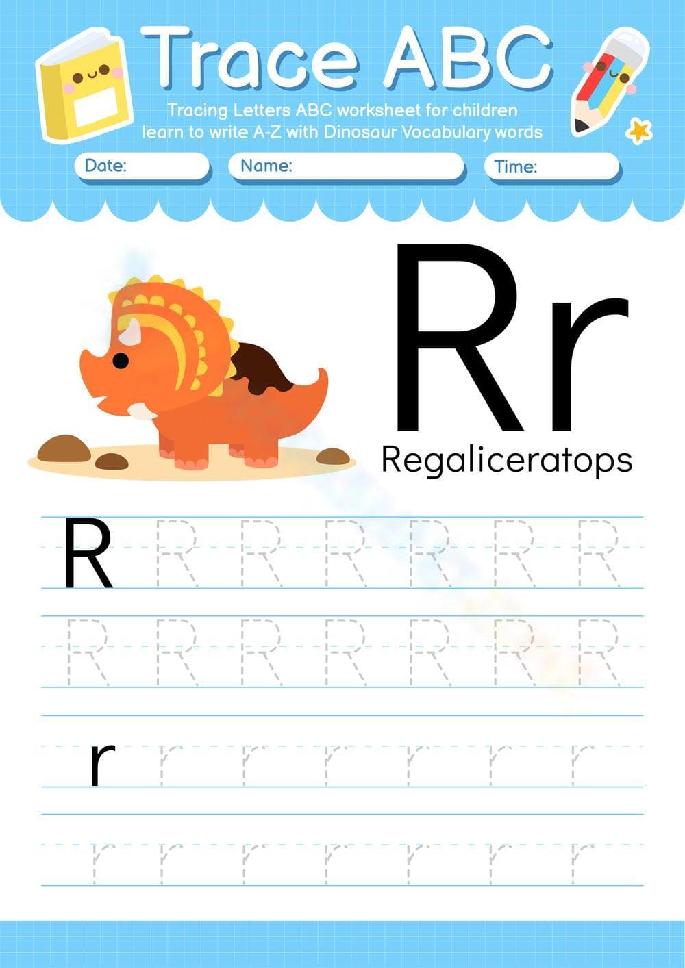 Trace ABC: Letter R Worksheet - Page 1