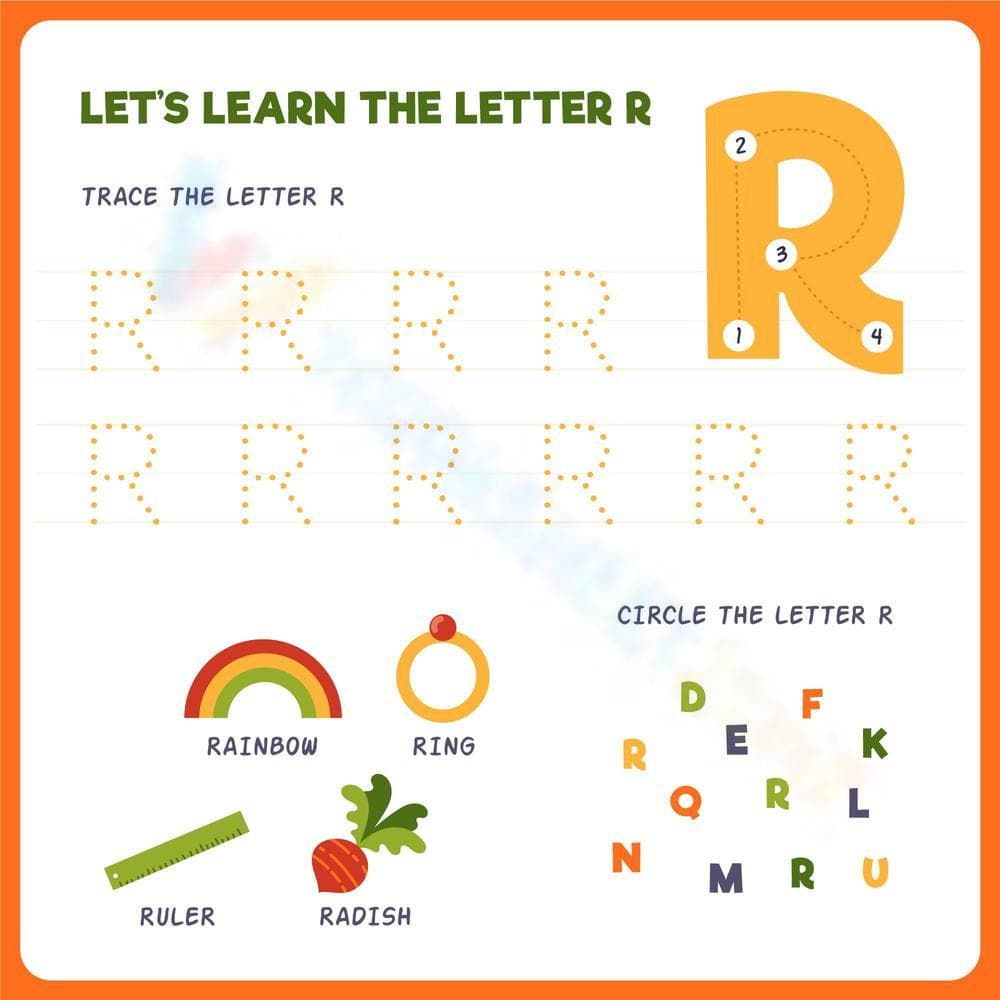 Learn the Letter 'R' Tracing Exercise - Page 1