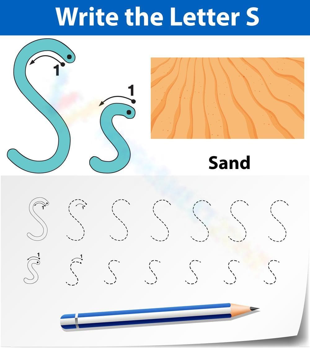 S is for Sand! Handwriting Practice for Worksheet - Page 1