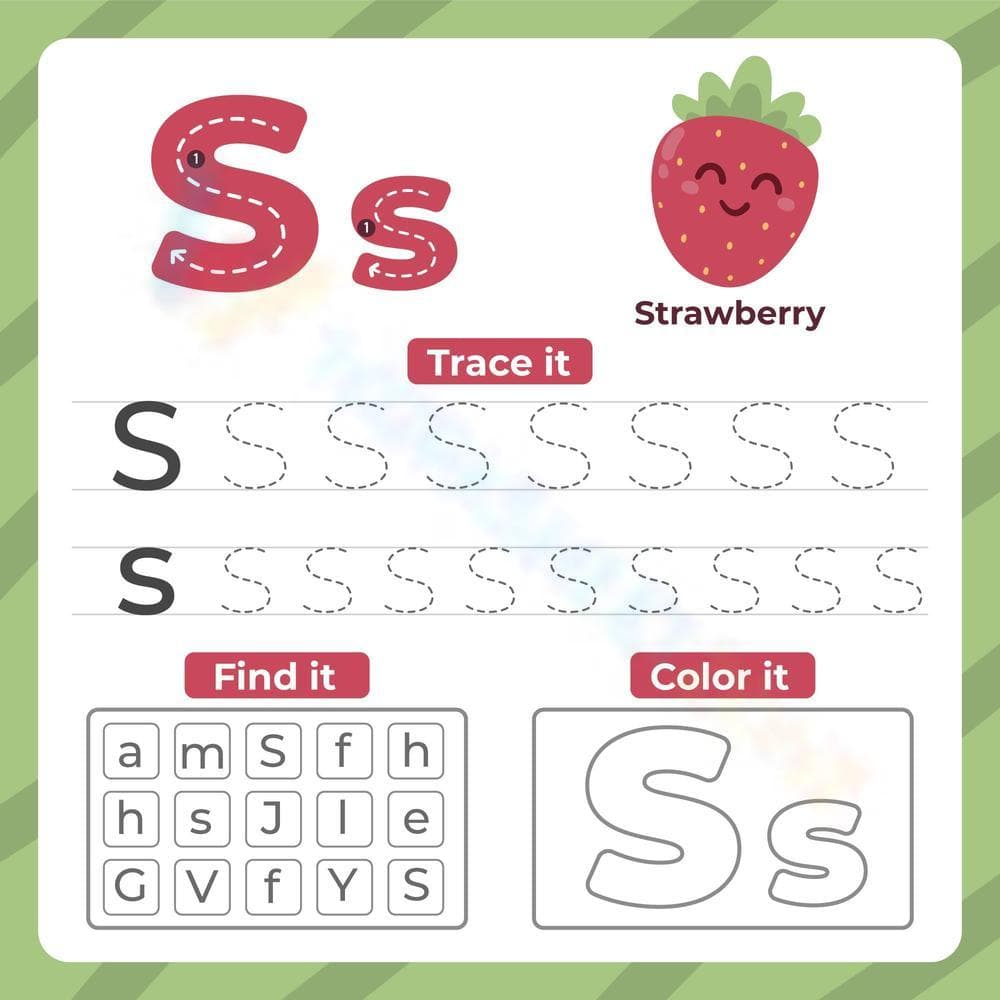 Trace, Find, and Color: Letter S Worksheet - Page 1