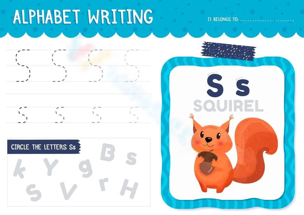 Practice Writing Letter S with Squirrel - Page 1