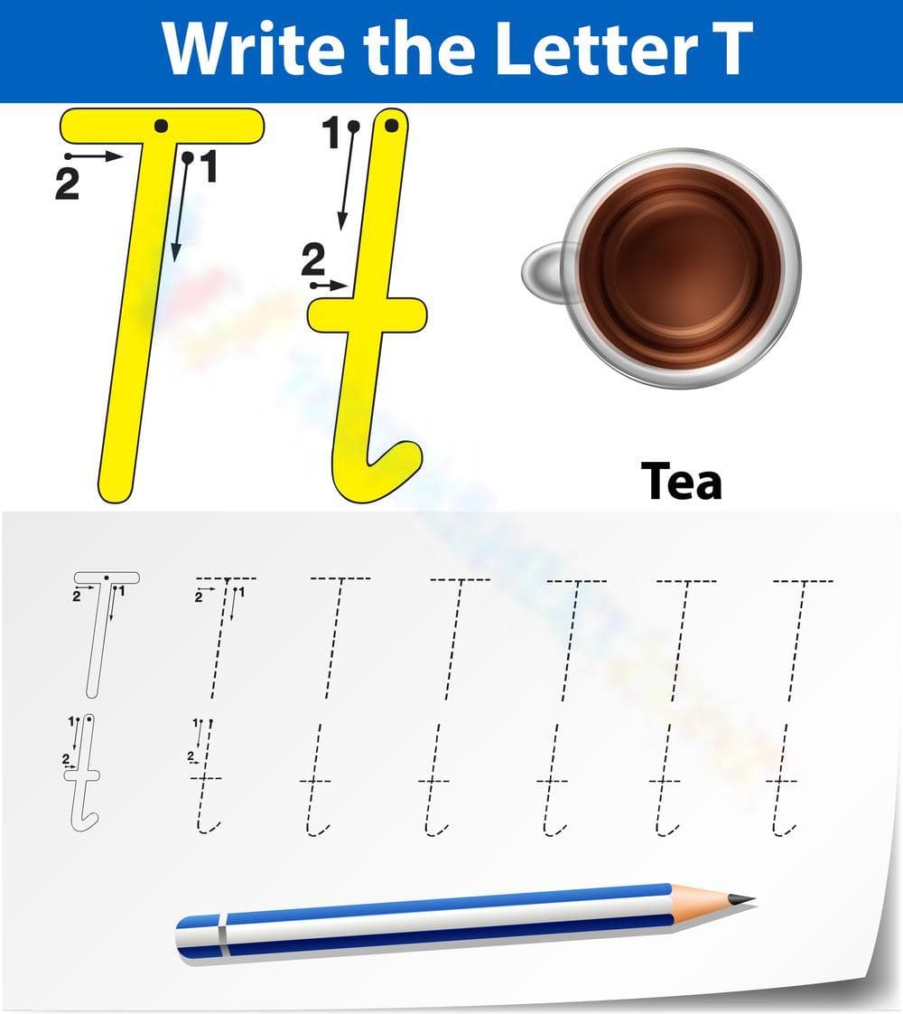 Letter T is for Tea Worksheet - Page 1