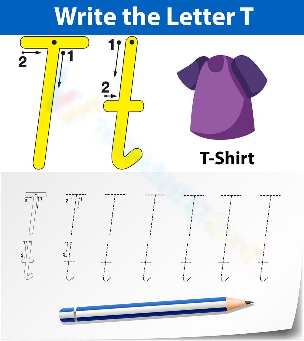 Letter T is for T-Shirt Worksheet - Page 1