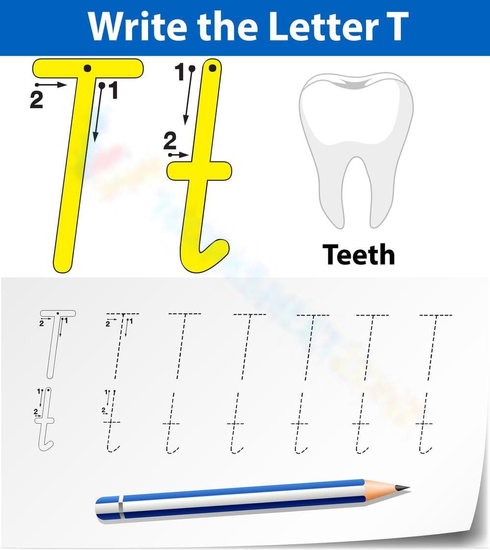 Letter T is for Teeth Worksheet - Page 1