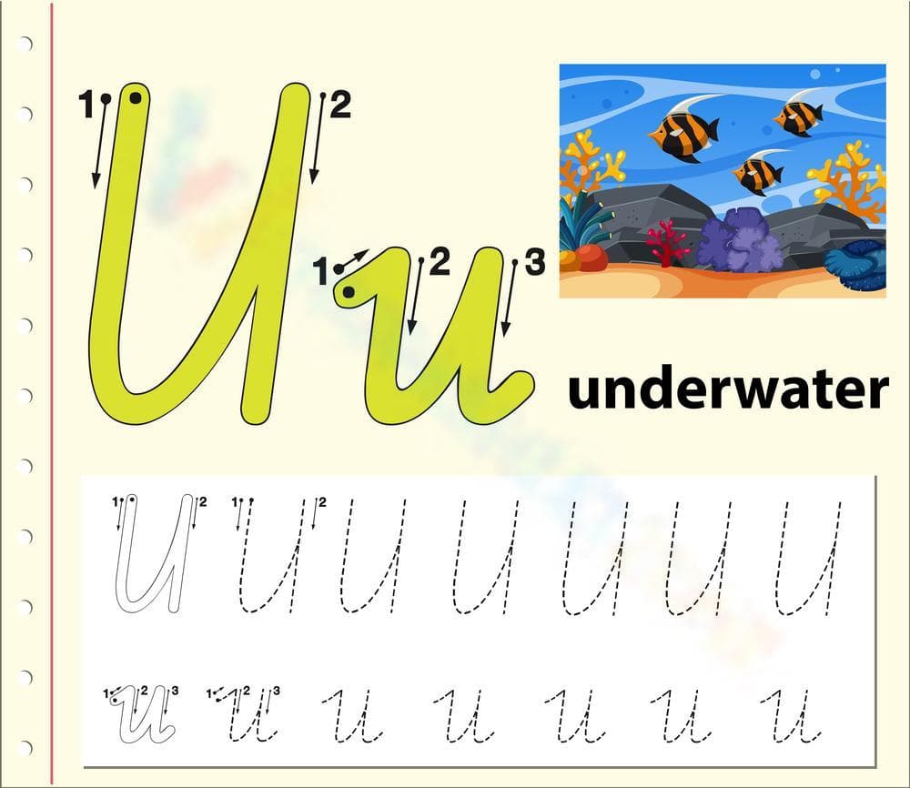 Letter U is for Underwater Worksheet - Page 1