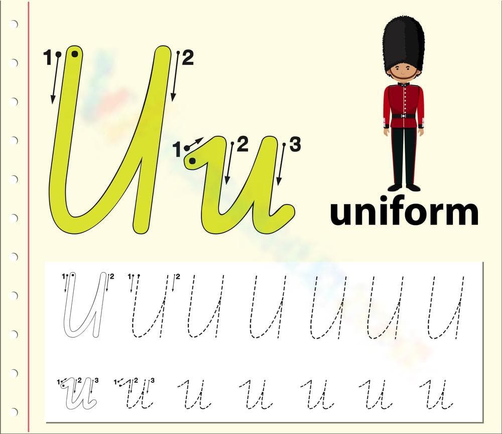 Tracing Letter U: U is for Uniform - Page 1