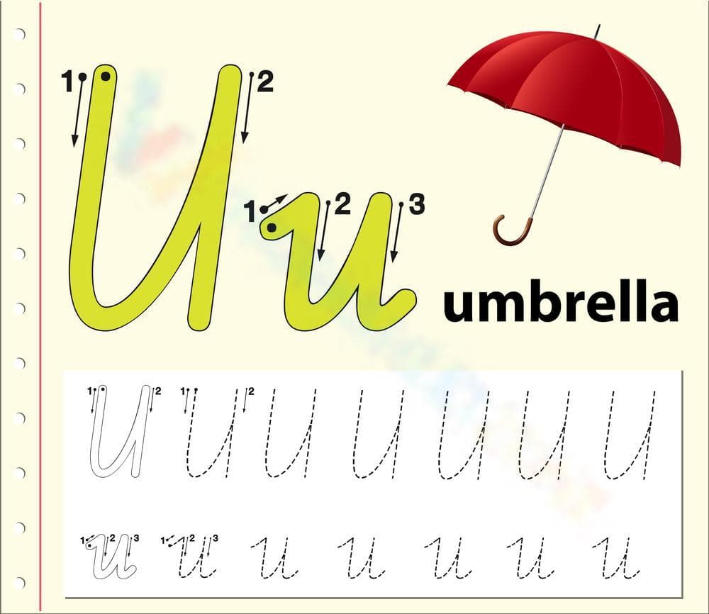 U is for Umbrella! Letter Tracing Fun - Page 1