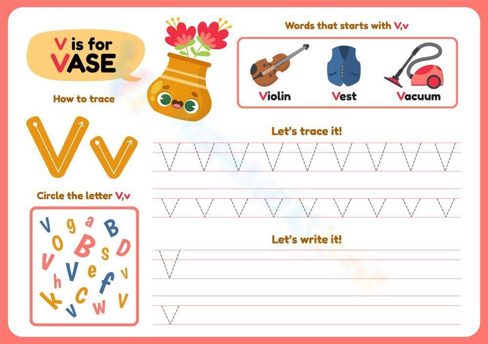 How to Trace: Practice Letter VV - Page 1