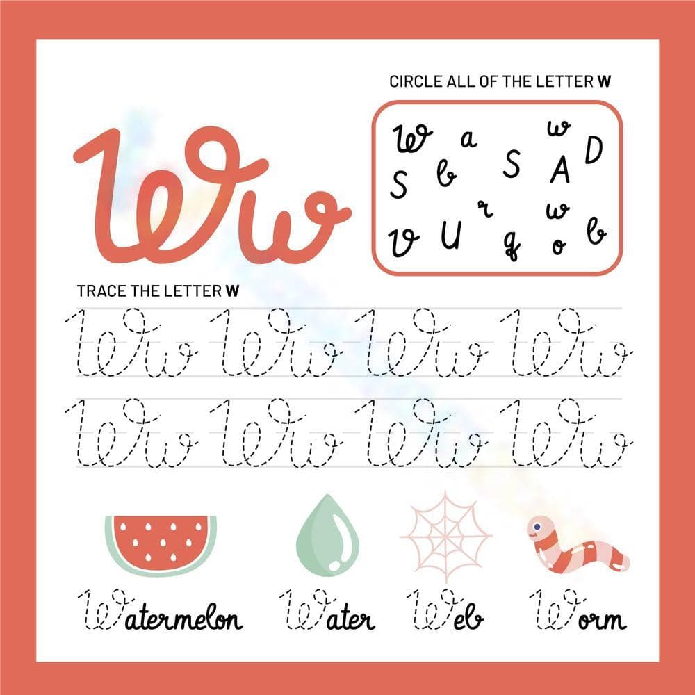 Circle and Trace Cursive W - Page 1