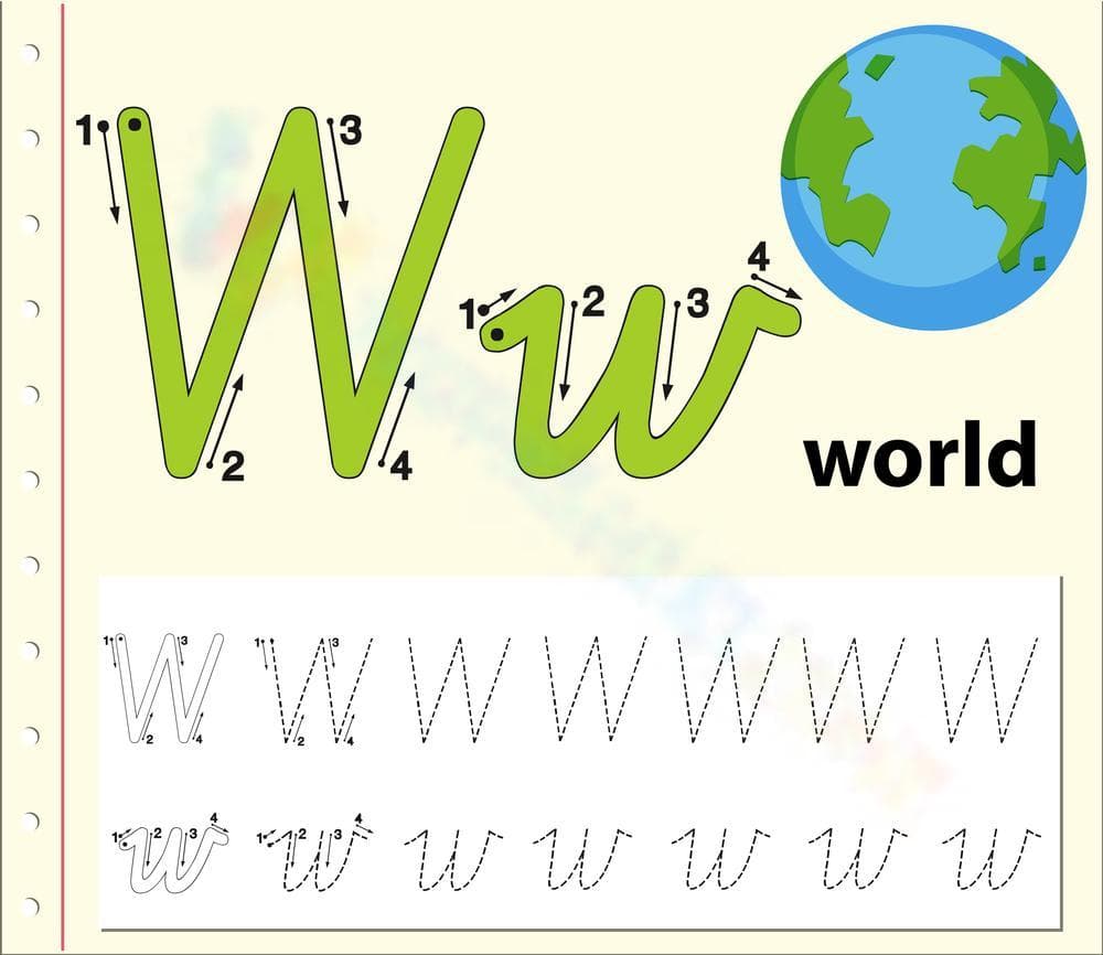 Wonderful World: Letter W Tracing - Page 1