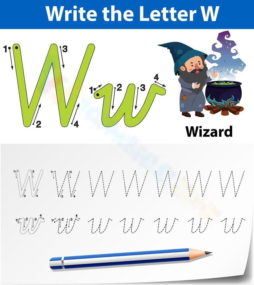 W is for Wizard! Magic Letter Tracing - Page 1