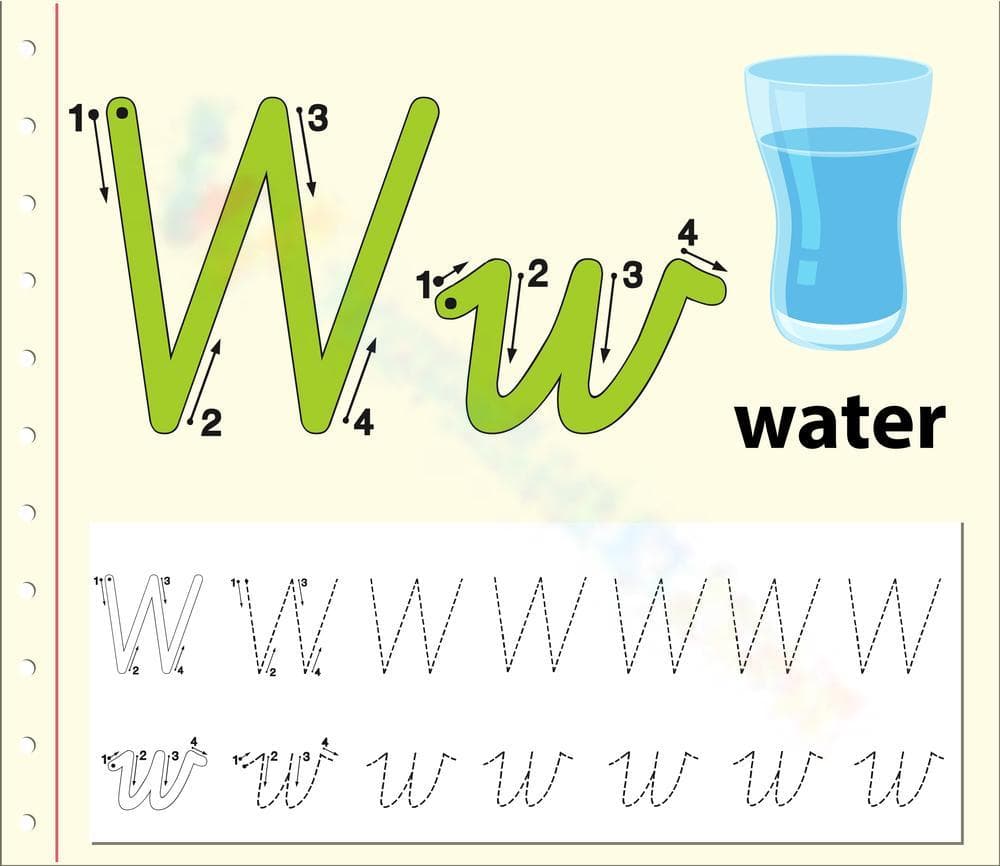 Learn to Write W for Water - Page 1