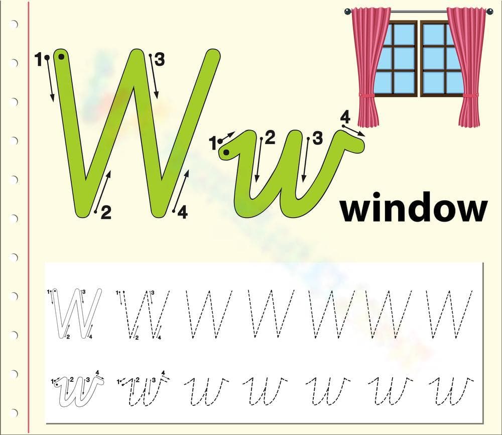 Letter W Tracing: W is for Window - Page 1