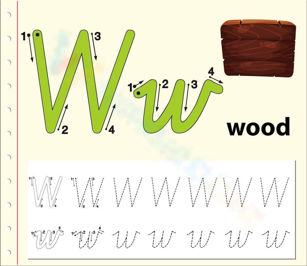 Fun Writing Practice: W is for Wood - Page 1