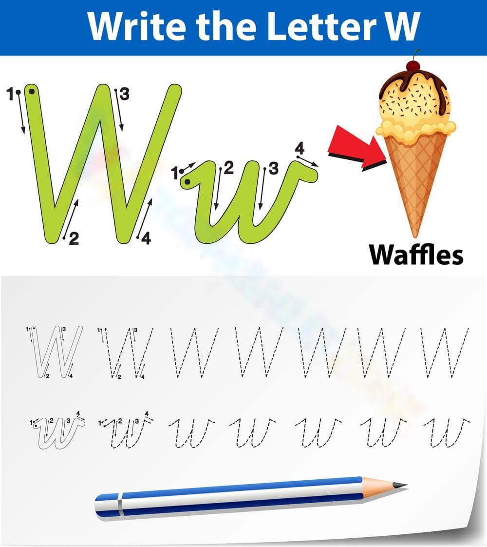 W is for Waffles! Sweet Letter Tracing - Page 1