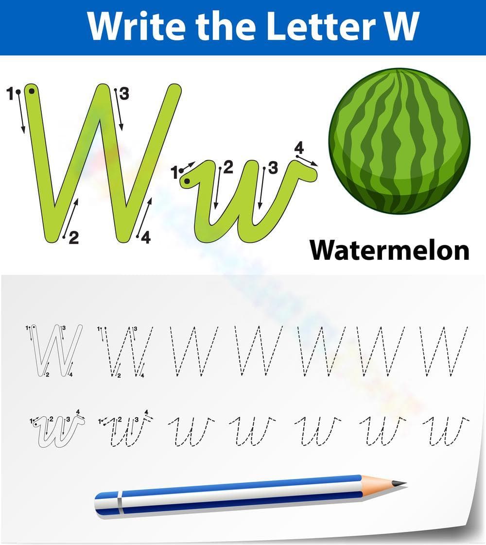 W is for Watermelon! Juicy Letter Tracing - Page 1