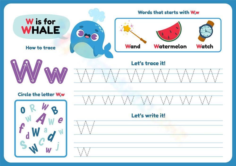 How to Trace Letter W - Page 1