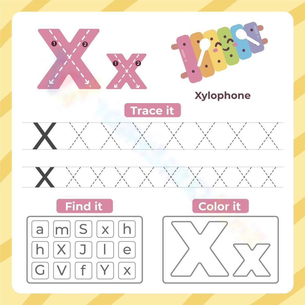 Letter X - Trace, Find, and Color - Page 1