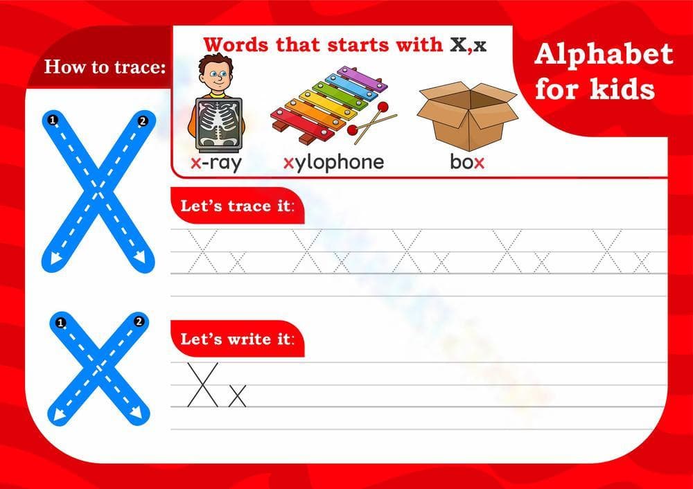 Alphabet Writing: Letter X - Page 1