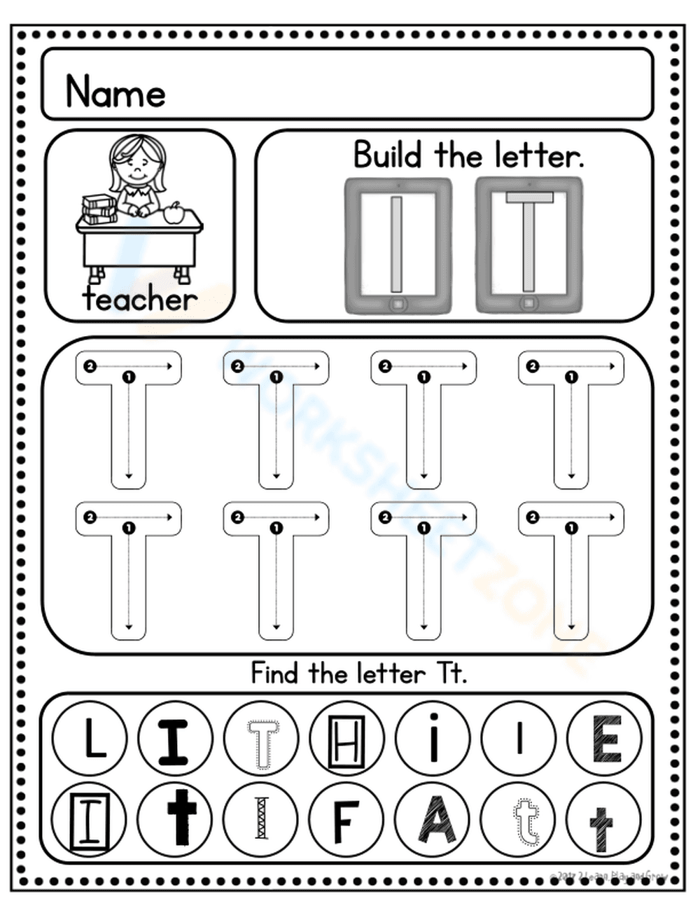 Handwriting Practice: Letter T Worksheet - Page 1