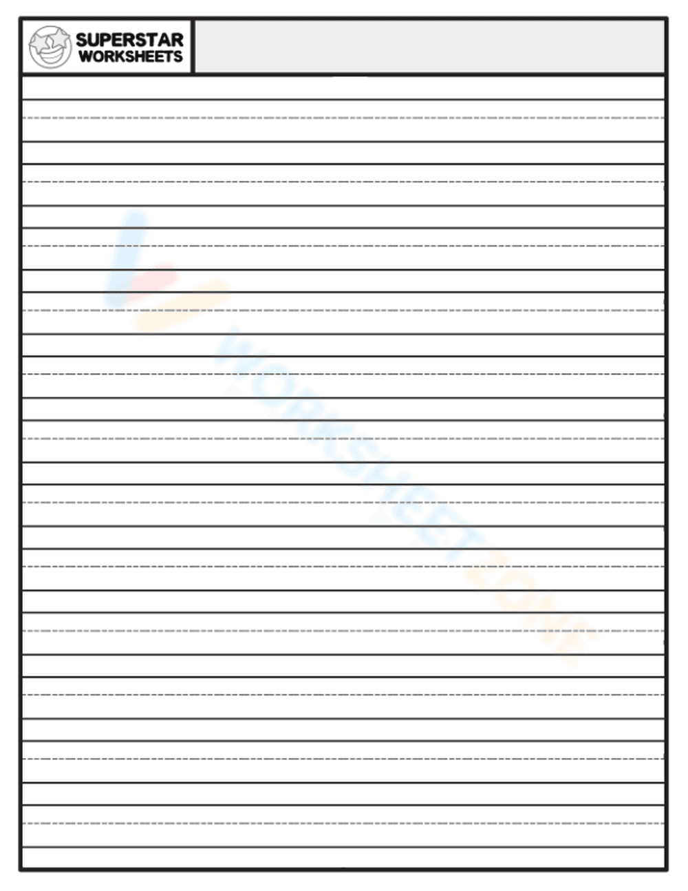 Blank Handwriting Practice Paper for Kids - Page 1