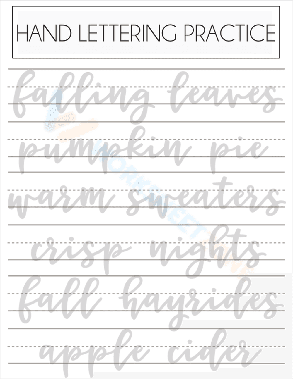 Practice Sheet for Calligraphy - Page 1