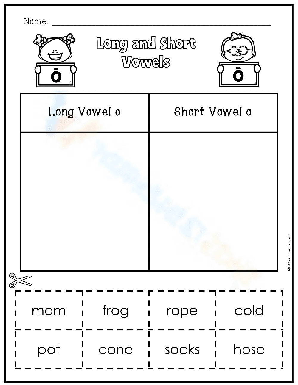 Long and short vowel: Long O vs Short O - Page 1
