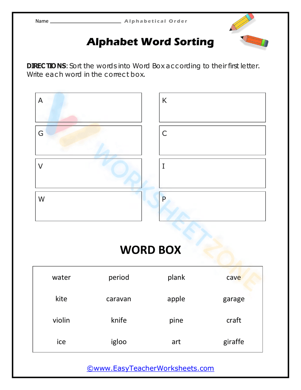 alphabetical order worksheets 10 - Page 1