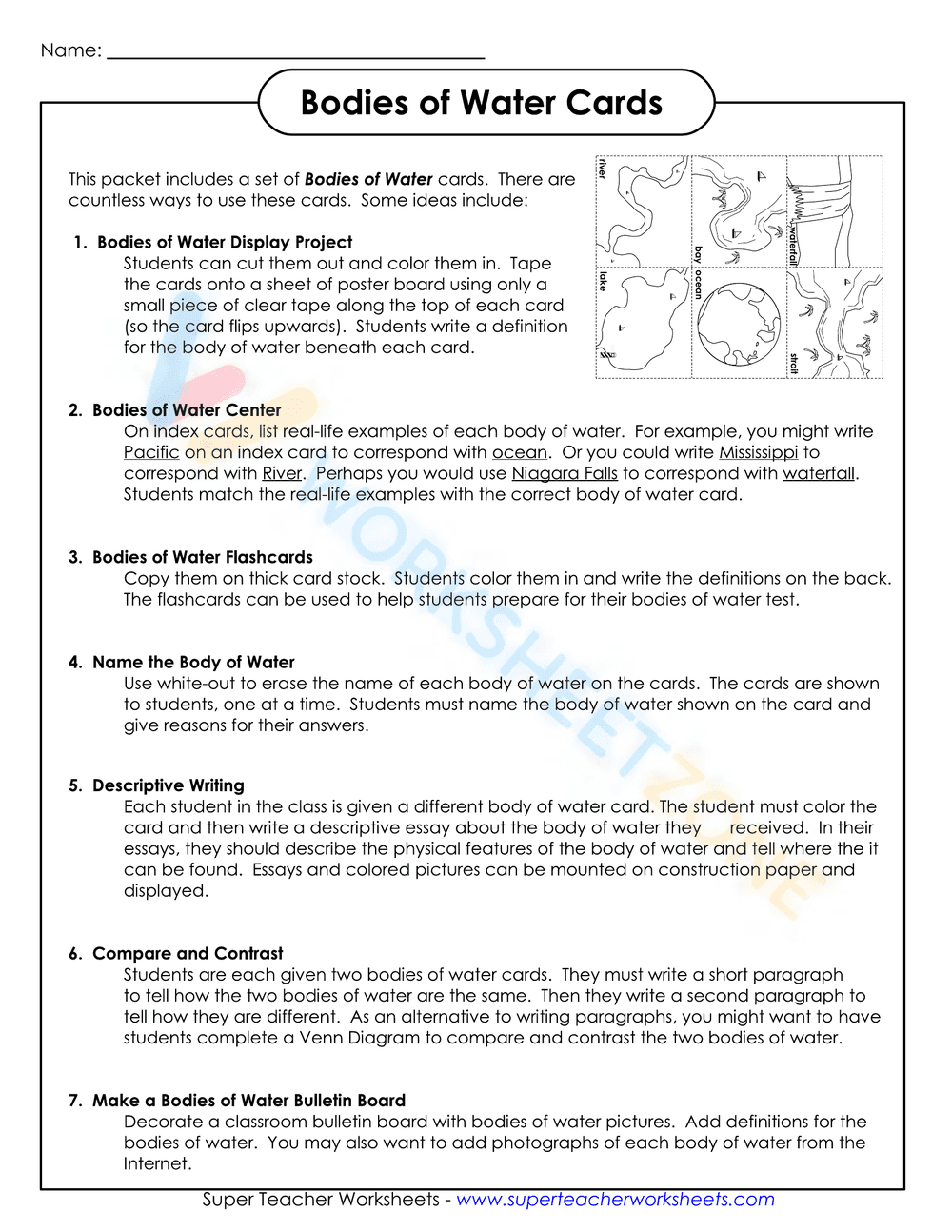 Body of water cards - Page 1