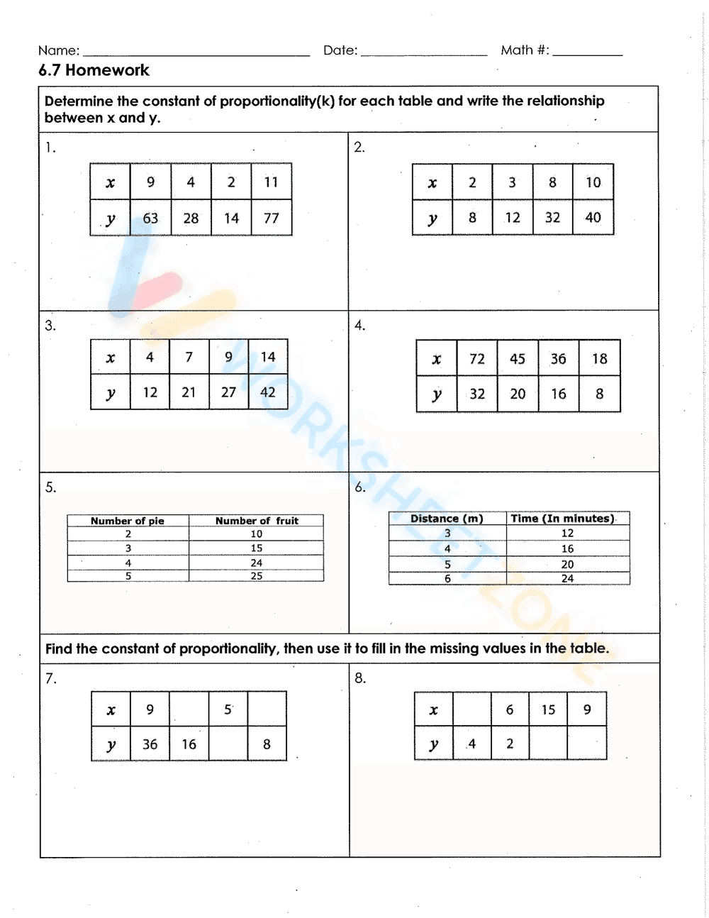 Understand Constant of Proportionality with this Worksheet - Page 4