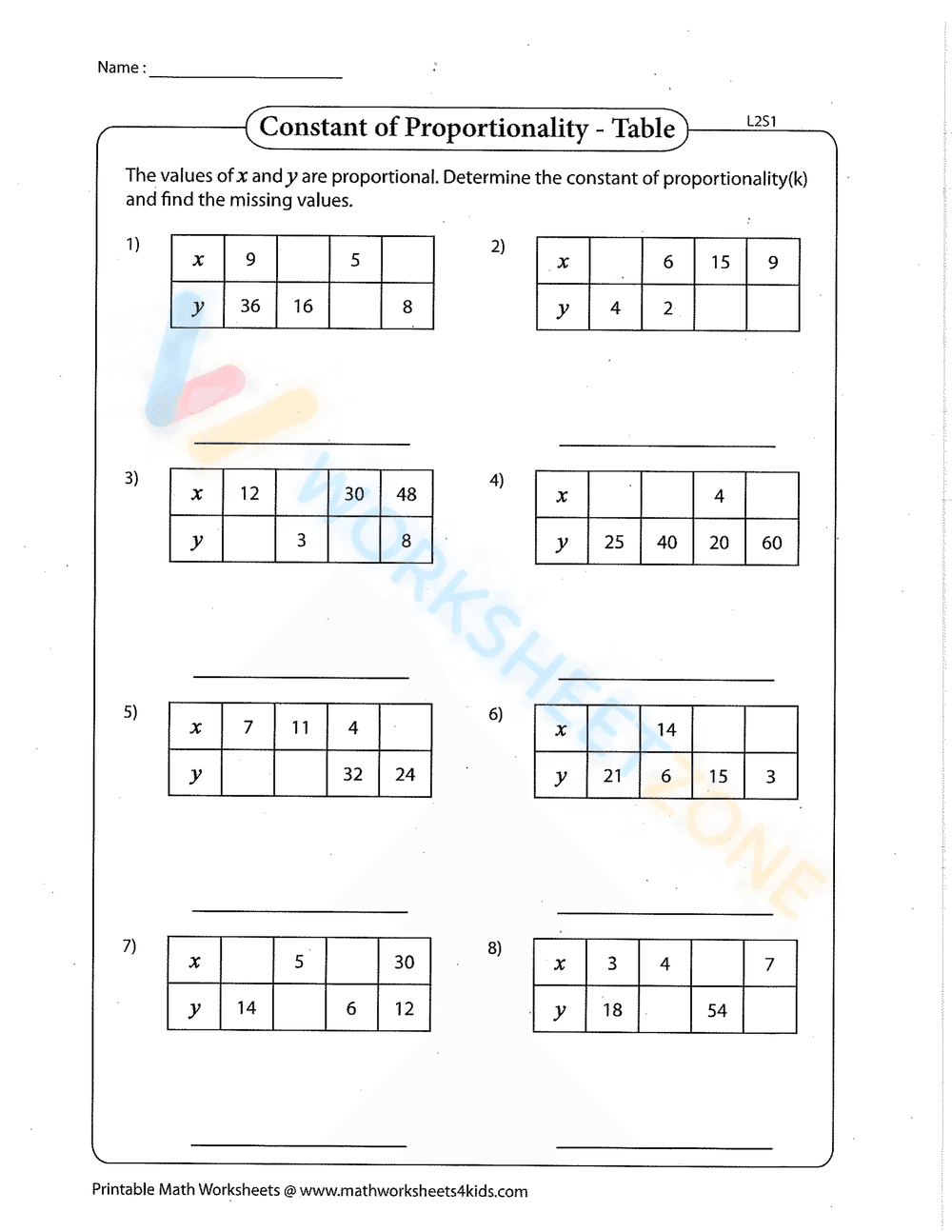 Understand Constant of Proportionality with this Worksheet - Page 5
