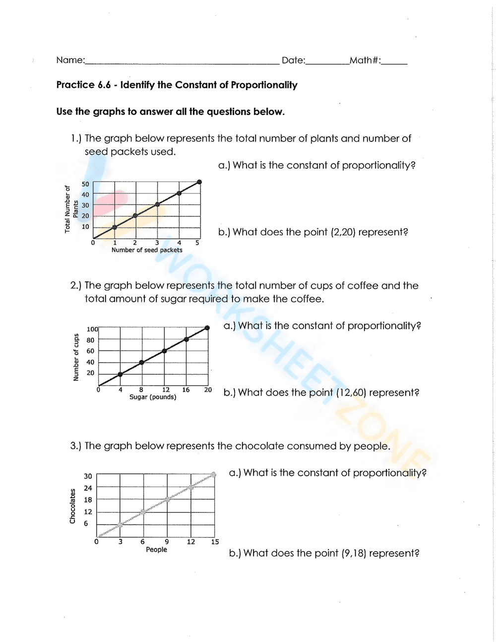 Constant of Proportionality - Graph - Page 1