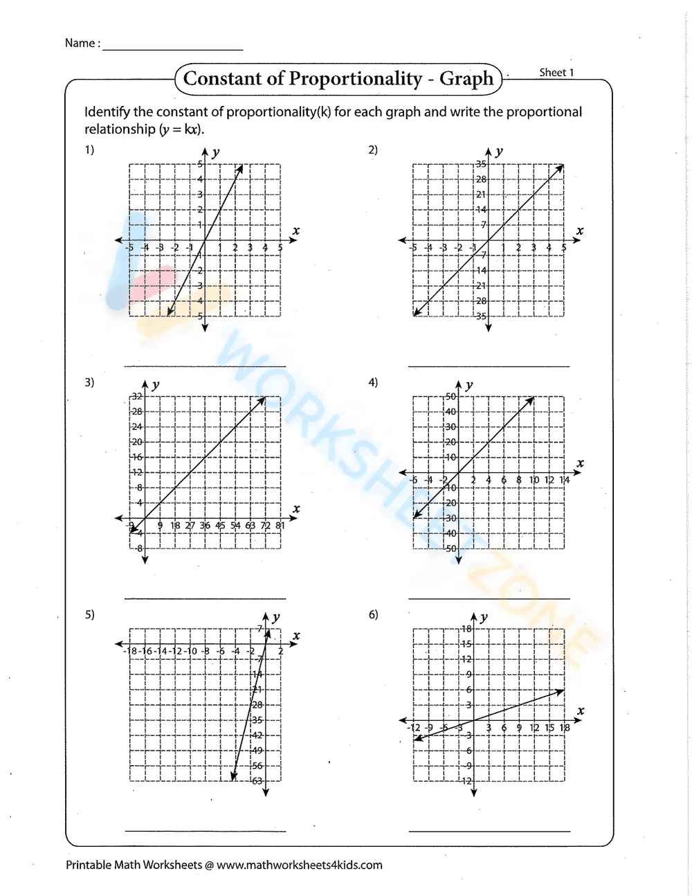 Constant of Proportionality - Graph - Page 3