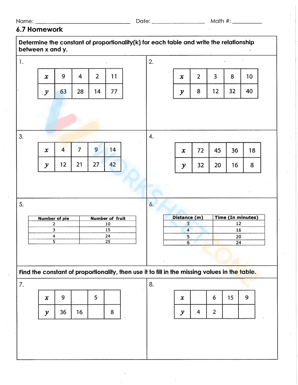 Constant of Proportionality - Graph - Page 4