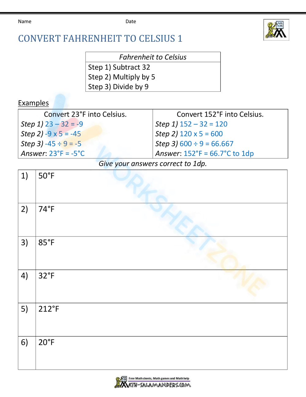 Convert Farenheit to Celsius 1 - Page 1