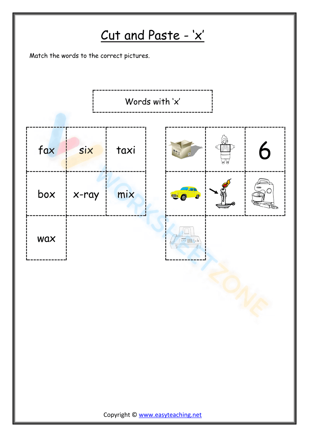 cut and paste beginning sounds worksheets 24 - Page 1