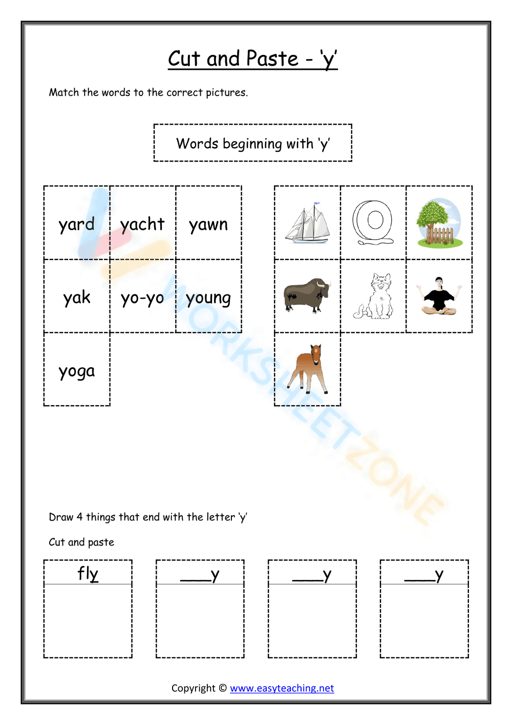 cut and paste beginning sounds worksheets 25 - Page 1
