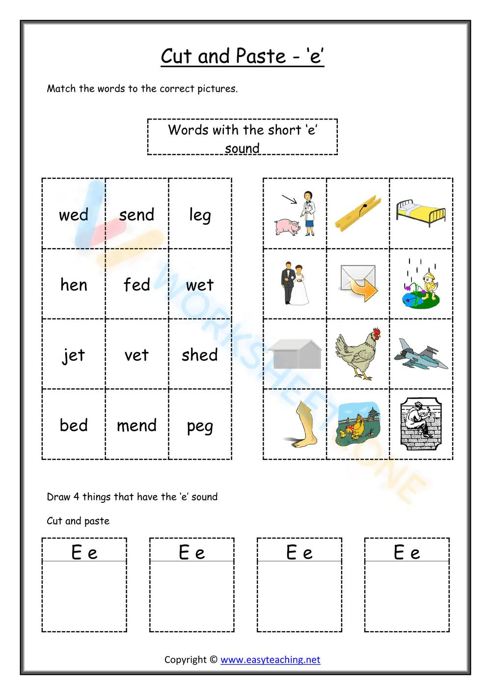 cut and paste beginning sounds worksheets 5 - Page 1