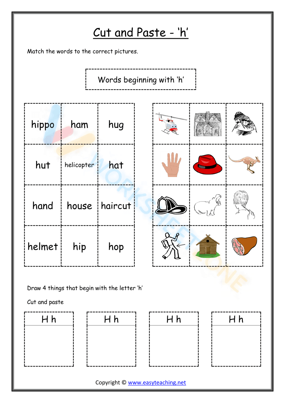 cut and paste beginning sounds worksheets 8 - Page 1