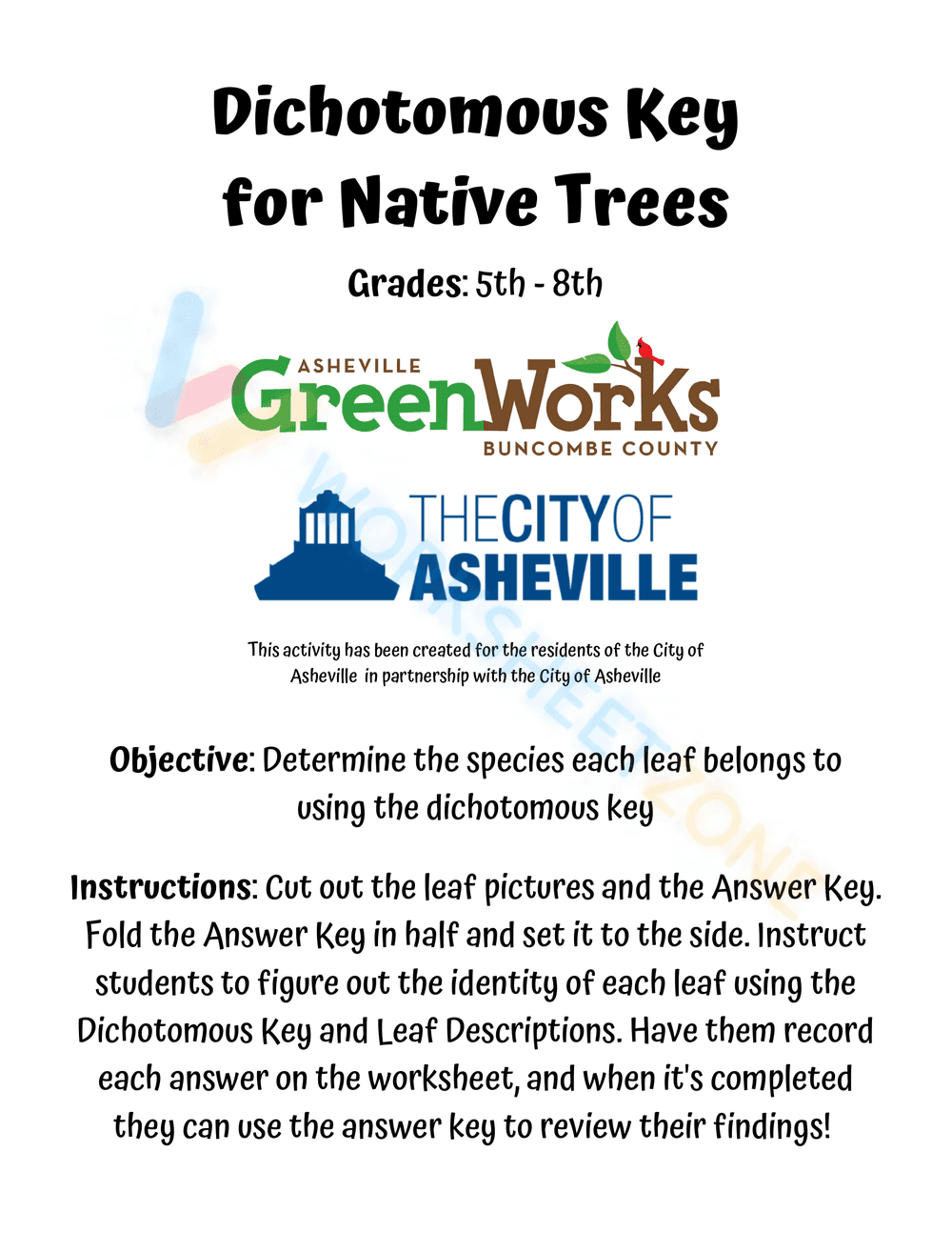 Dichotomous Key for Native Trees - Page 1