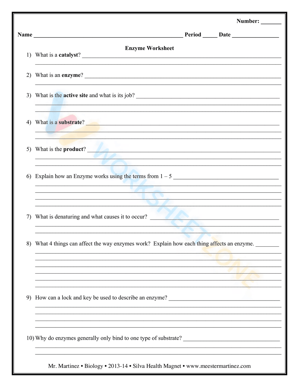 Enzyme worksheet 1 - Page 2