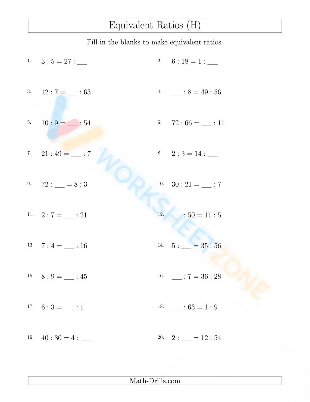 equivalent ratios 3 - Page 1