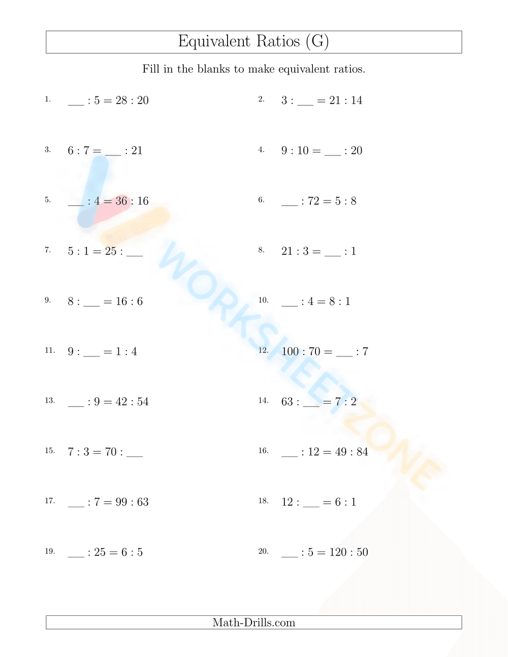 equivalent ratios 4 - Page 1