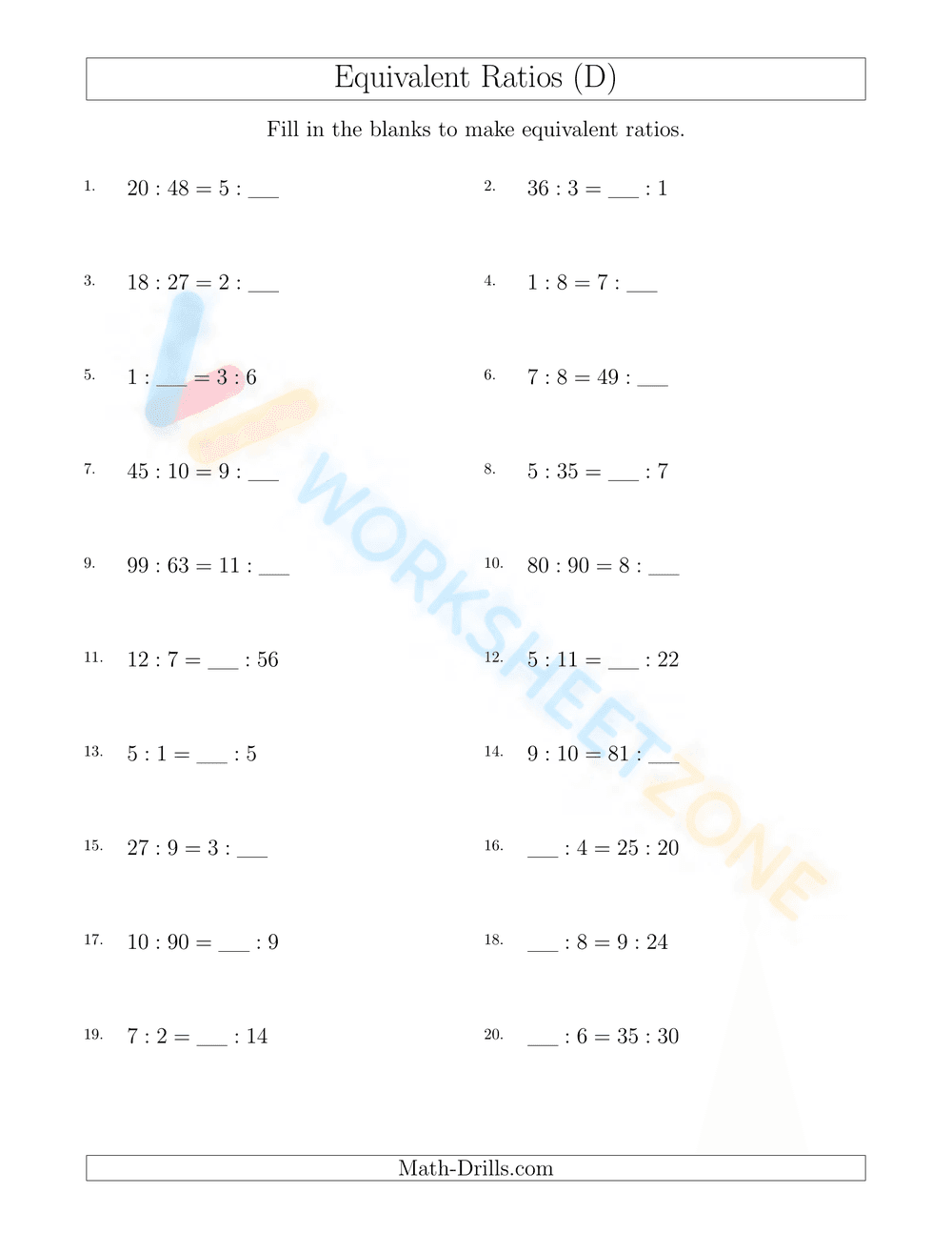 equivalent ratios 7 - Page 1