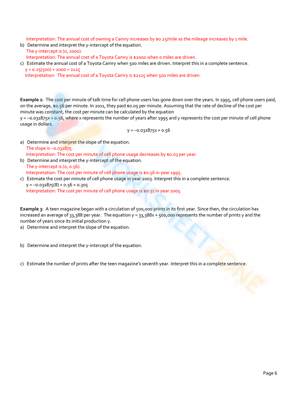 GRAPHING LINEAR EQUATIONS - Page 6